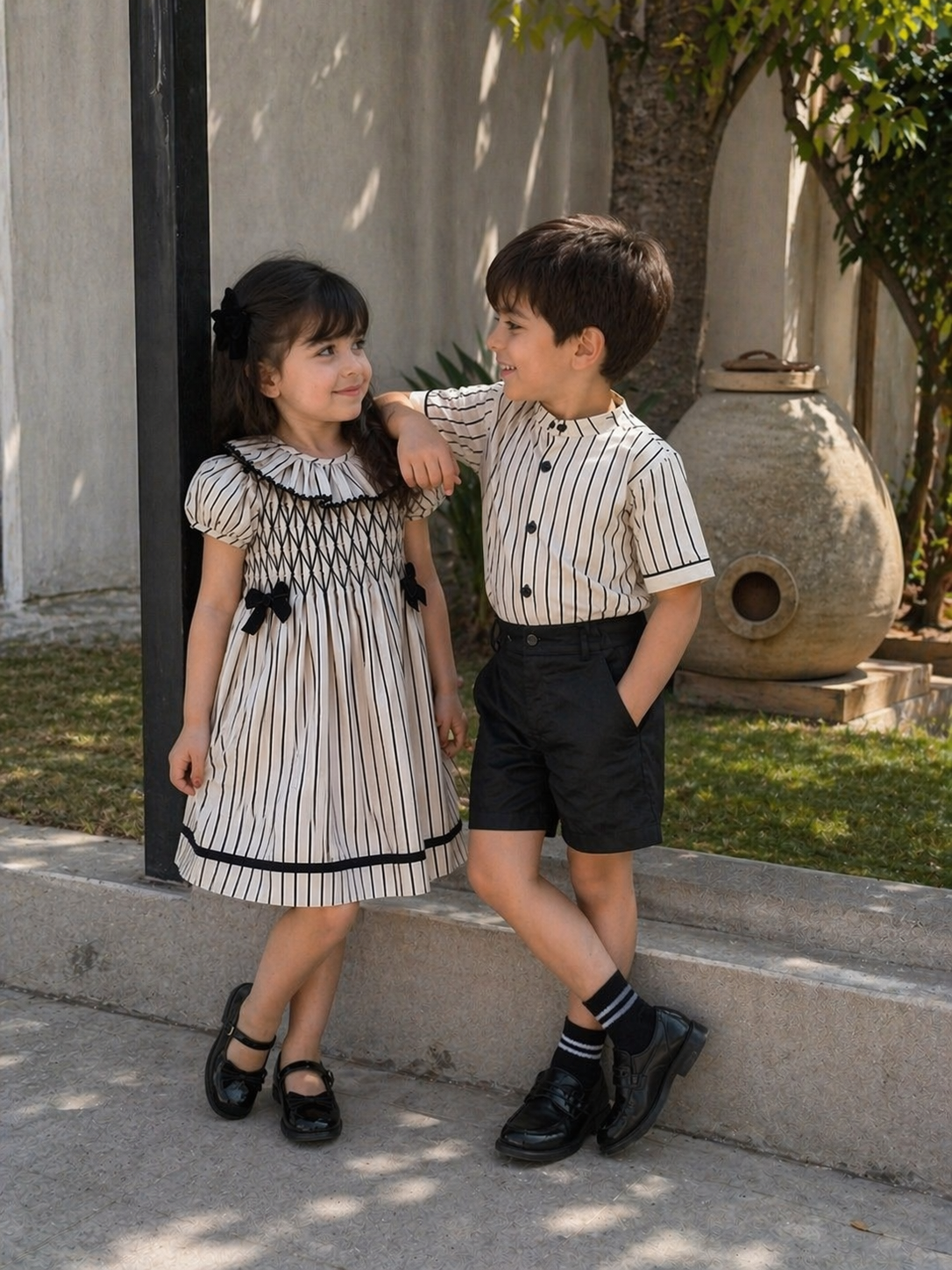 Black and beige boys set